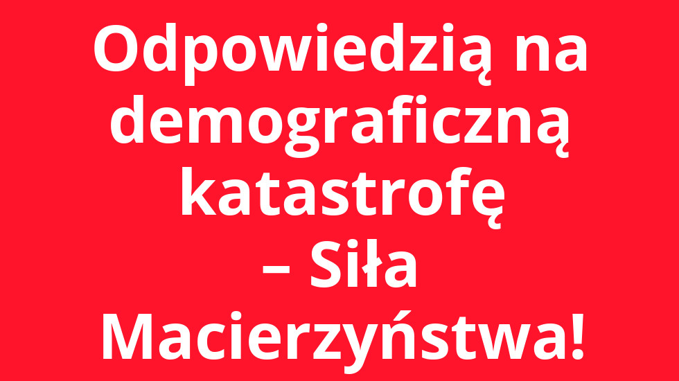 Odpowiedzią na demograficzną katastrofę – siła macierzyństwa!